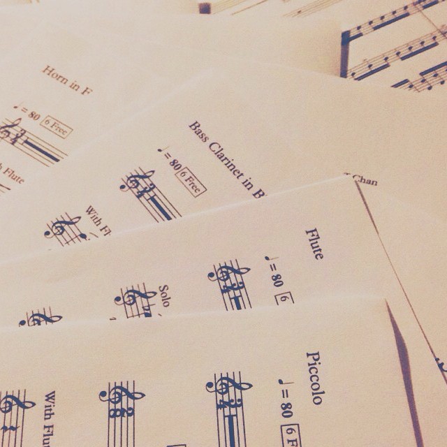 Getting ready for today’s recording. #Piccolo, #Flute, #BassClarinet, #Horn, #Tr